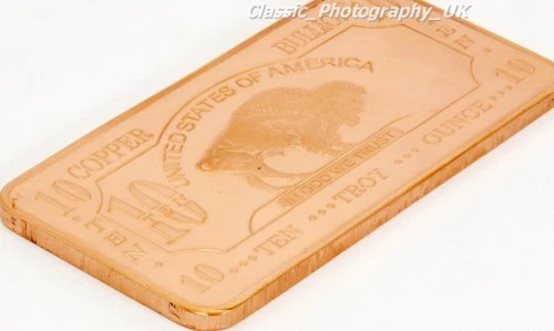 COPPER BUFFALO Bar 10 Oz 311.03g .999 PURE Investment BULLION Bar Ten Troy Ounce