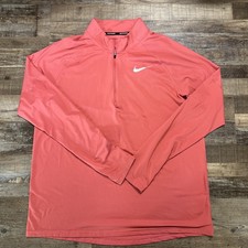 Nike Running Salmon Dri-FIT 1/4 Zip Mock Neck Pullover Top Long Sleeve XL