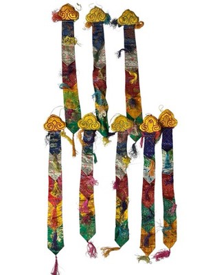 Lot of 8 Tibetan Buddhist Hanging Ornaments Chukur Dook Good Fortune Cloud 23''