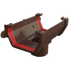 uPVC Brown Square Squareline Gutter Running Outlet - Freefoam Freeflow