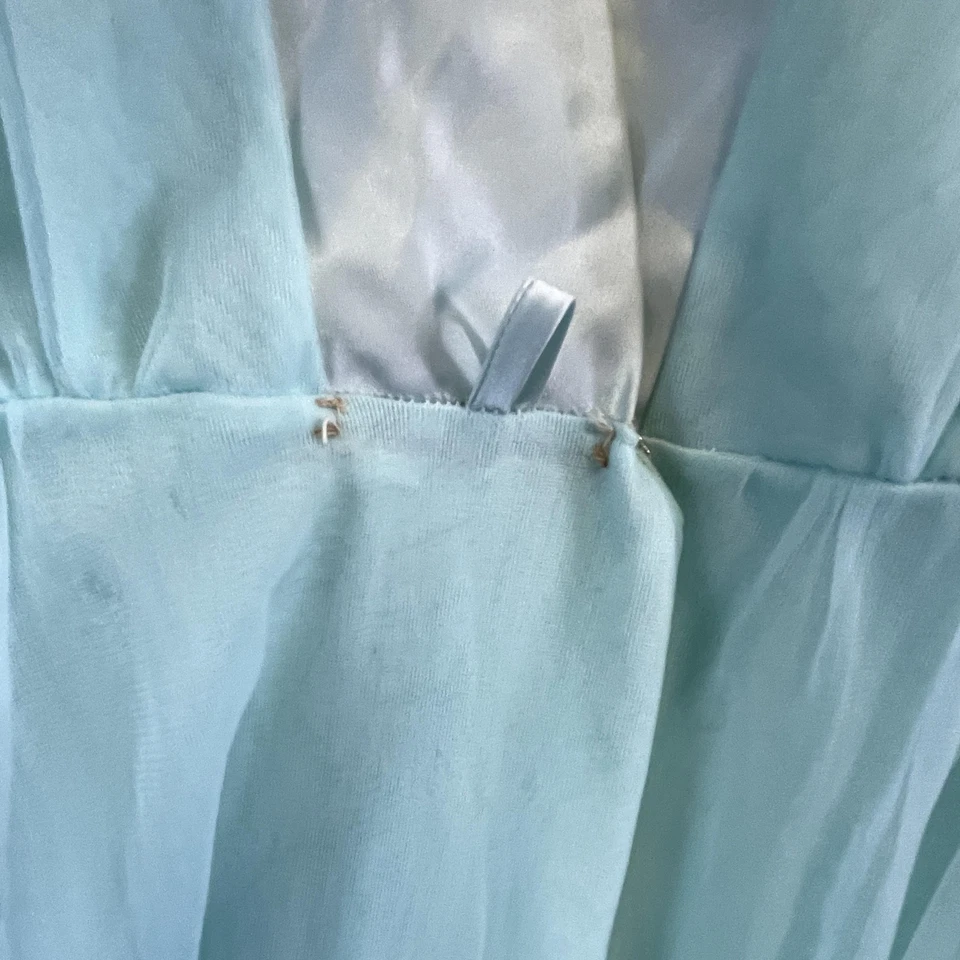 Camisón vintage Gossard Artemisa para mujer pequeño con ribete de satén acuático maxi hecho en EE. UU. Foto 4 de 4