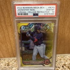 2022 BOWMAN MEGA BOX JHONKENSY NOEL YELLOW REFRACTOR #/75 #BCP-2 PSA 10 GEM MINT