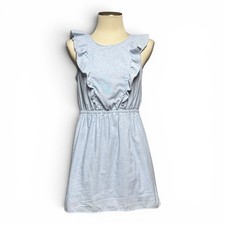 Madewell Cotton Bellflower Ruffle A-Line Mini Dress Chambray Blue 6
