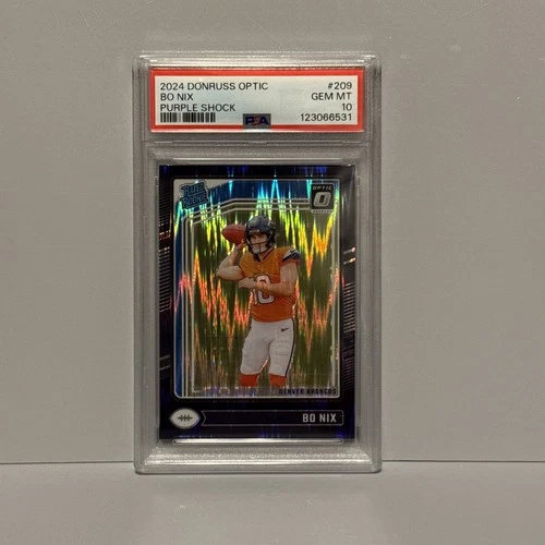 2024 Panini Donruss Optic - Rated Rookie Bo Nix #209 Purple Shock Prizm (RC)