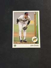 John Smoltz Rookie 1989 Upper Deck Baseball Card Atlanta Braves HOF NM+. rookie card picture
