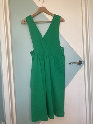 Vintage Benetton 012 grünes Trägerkleid neu mit Etikett XL (passt XS/S)