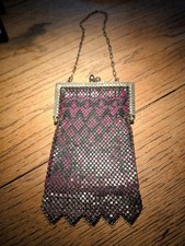 Antique Glass Bead 1920s Purse 3.5 X 5.5 Chain 7.5"