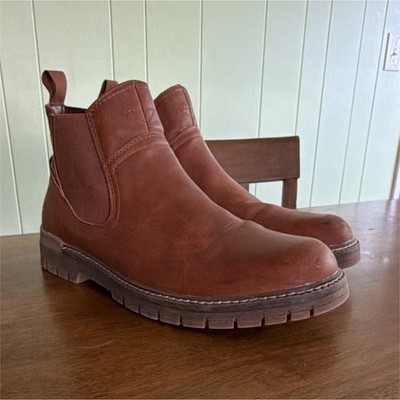 Jousen Men's Brown Chelsea Ankle Boots Slip On Pull Tab Round Toe US 10.5