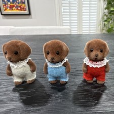 Sylvanian families calico critters chocolate Labrador triplets
