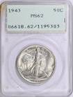1943 P PCGS MS64 Walking Liberty Half Dollar 50c US Mint 1943-P MS-62 Rattler !
