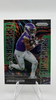 2025 Panini Prizm - Fireworks Jordan Addison #8 Green Wave Prizm