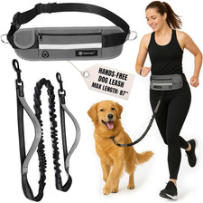 Hands Free Dog Leash with Lightweight Waist Pouch for Walking Running Hiking, Ad