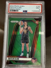 CAITLIN CLARK 2024 PRIZM GREEN PRIZM ROOKIE RC #145 PSA 9 MINT! FEVER WNBA IOWA!