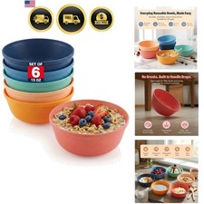 Plastic Bowls Set of 6 Kitchen Bowls for Salad Pasta Kids Safe Food Grade