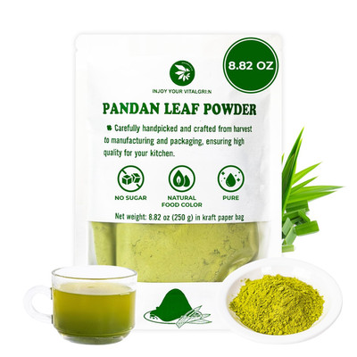 Pandan Leaf Powder 8.82 Oz, Pure & No Sugar Added, Caffeine Free, Refreshing Tas