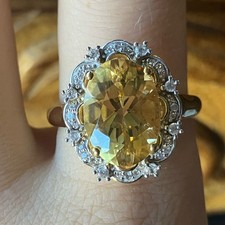 Yellow Labradorite Sterling Silver Cocktail Ring Size 10