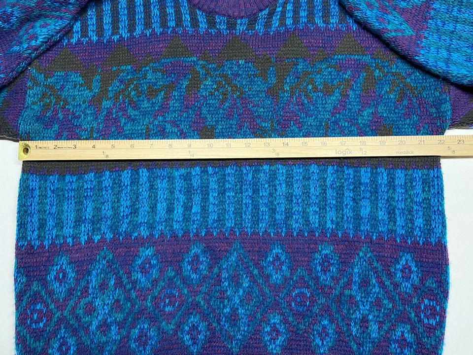 Vintage 90s Emerald club Geometric sweater pullover crew neck Purple size large - Image 3 of 4