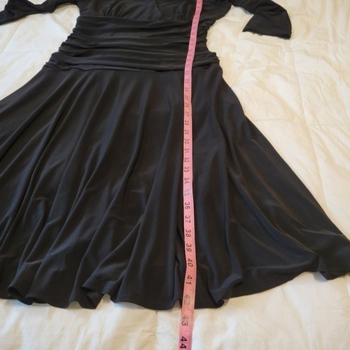 Scarlet Mujer Midi Pequeño Vestido Negro Talla 12 Cintura Fruncida Ajuste y Llamaradas - Imagen 6 de 10