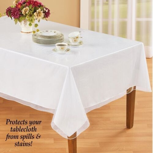 Clear Rectangular Vinyl Tablecloth Protector Cover 60" X 90" - WIPE SPILLS FAST!