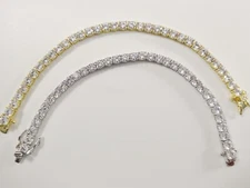 REAL 925 STERLING SILVER TENNIS BRACELET 4MM  /6 INCH /6.5 INCH 14K GOLD FINISH