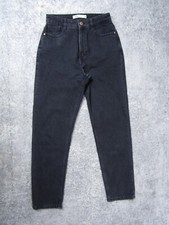 Zara Jeans Womens 4 Tapered Black Denim Pants Dark Wash Bottoms Casual