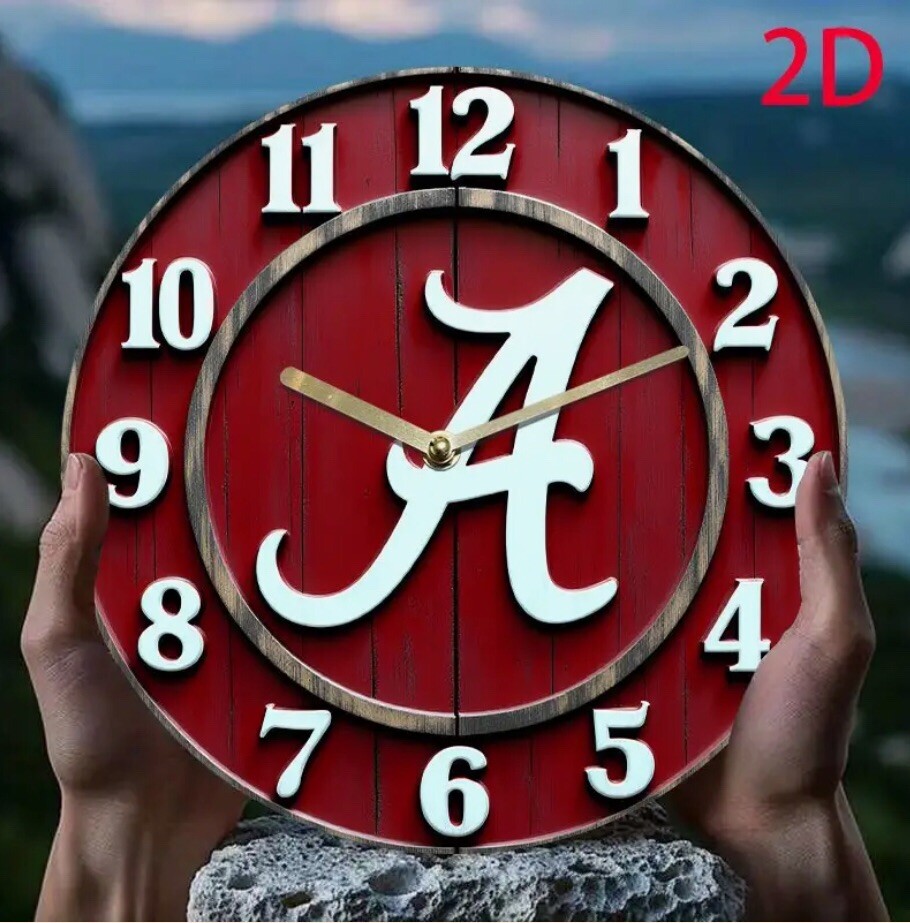 NCAA Alabama Crimson Tide 8in Battery-Operated 2D Wall Clock Roll Tide