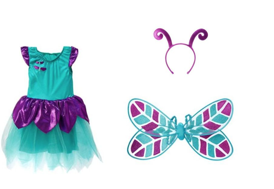 NUEVO CON ETIQUETAS DISFRAZ DE HADA LIBÉLULA HALLOWEEN GYMBOREE con ALAS DIADEMA TALLA 3 4