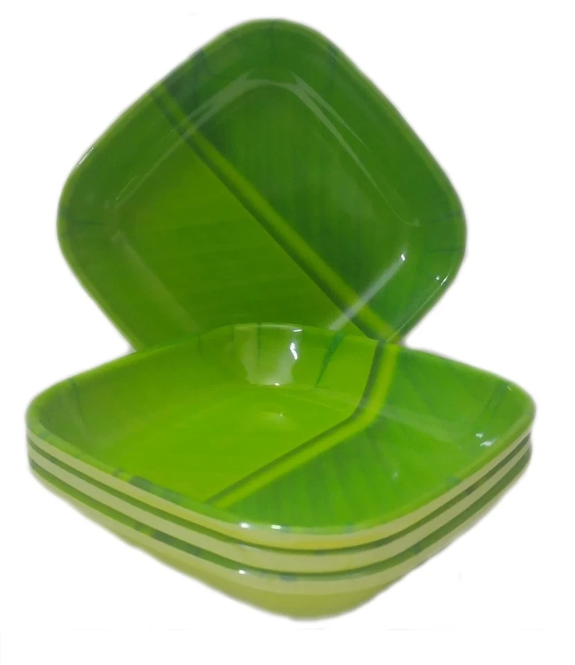 Banana Leaf South Indian Ice Cream Starters Serving Melamine Plate 6" Pack of 6 - Image 2 of 4