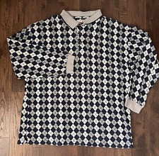 Sierra Fashions Shirt Argyle Pattern Long Sleeve VTG 90's Men's Large Y2K Knit