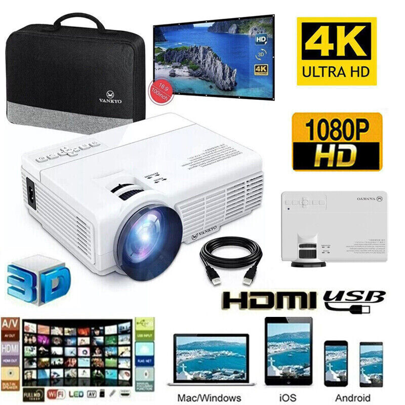 fest femte Peru Projector 1080P 4K Video Home Theater Cinema HDMI iPhone Android TV iOS -  NEW | eBay