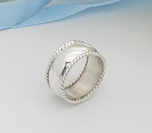 Sterling Silver Twisted Rope Edge 10 mm Wedding Band Ring Size 7 - Picture 4 of 8