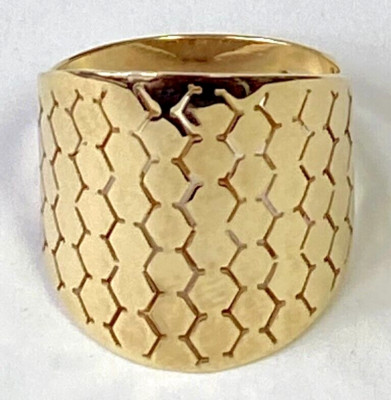 Golden Treasures Solid 14K Italian Yellow Gold Mosaic Band Ring Size 6 HSN