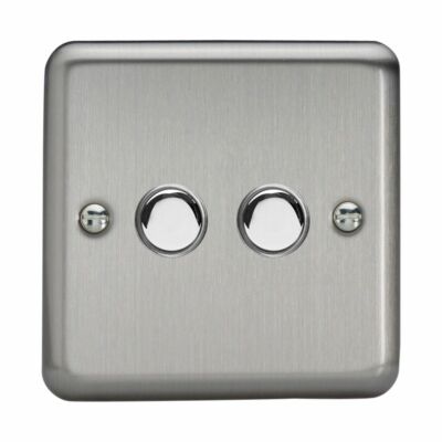 Varilight XSM2 Classic Matt Chrom 2 Gang 6A 1-Wege Push-to-Make Momentschalter