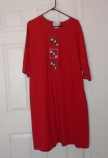 Quacker Factory Christmas Winter candy cain  Nightgown Night Gown Blue 2XL