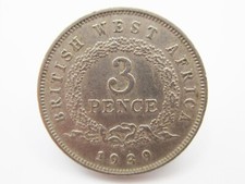 BRITISH WEST AFRICA 3 PENCE 1939H   / SNIFF'S  ANCIENT COINS T-1