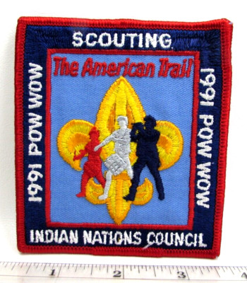Vintage 1991 The American Trail Pow Wow Patch Indian Nations Tulsa Oklahoma BSA
