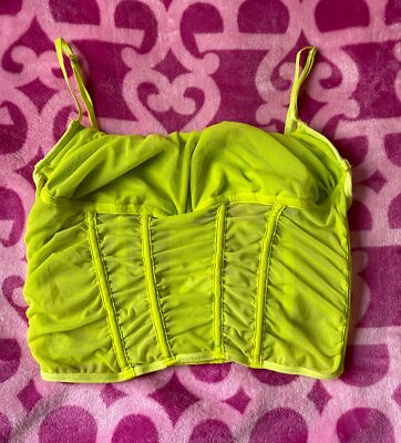 Neon UV (Rave/Party) Mesh Boned Corset Crop Size-M