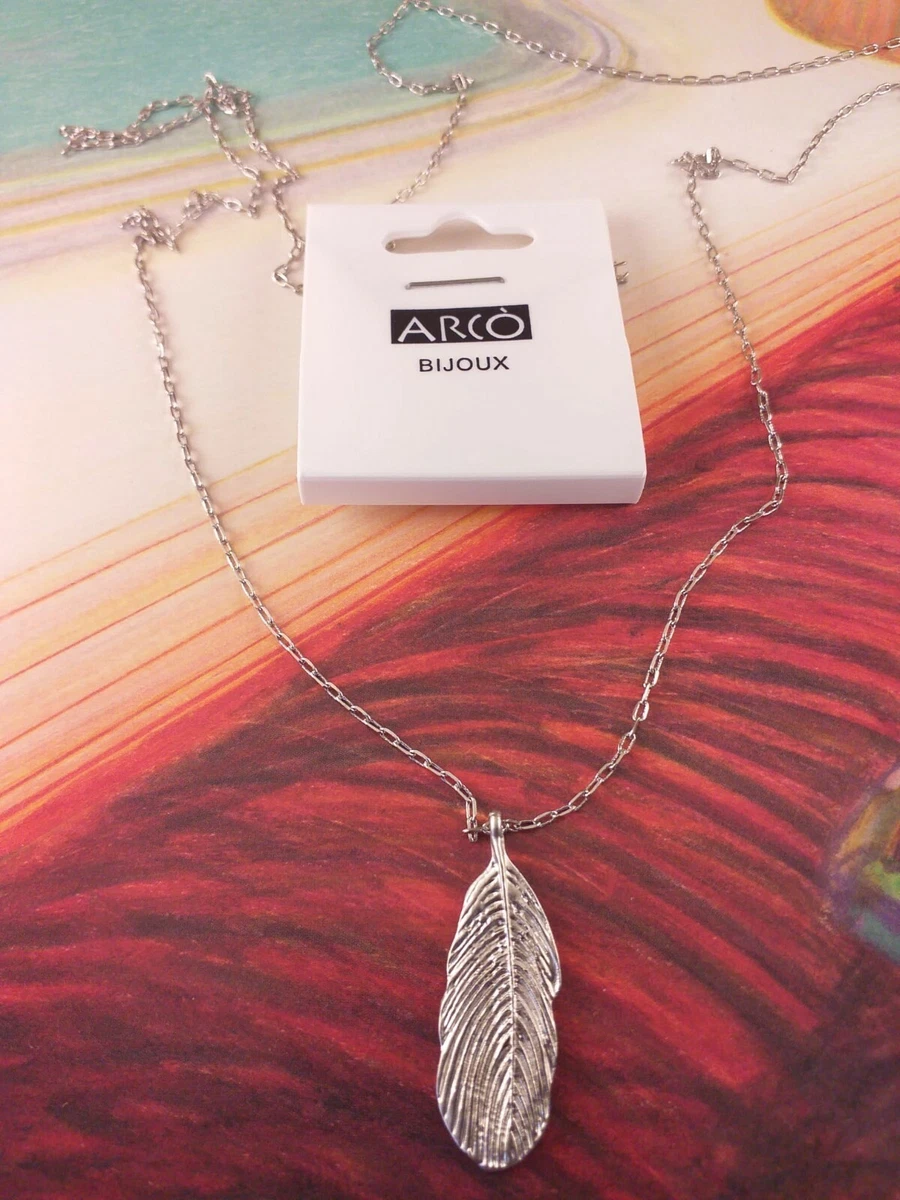 Ciondolo Piuma Argento 925 - Gioiello Elegante Con Nastro E Confezione Regalo 1108920