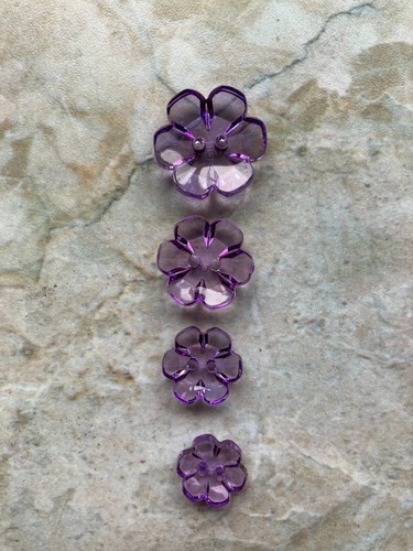 Flower Shape Glass Look Buttons 6 pack Choose Colours Sizes - Picture 7 of 13