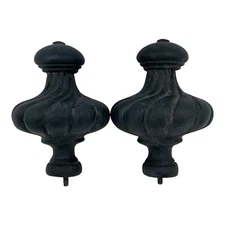 Antique Drapery Rod Co Finials Italian I" Finial Black Wash Set Of 2