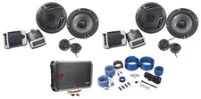 2) Pairs Rockville RV65.2C 6.5" Component Car Speakers+4-Channel Amplifier+Wires