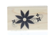 Hampton Art Bold Tropical Flower Swirls Wooden Rubber Stamp