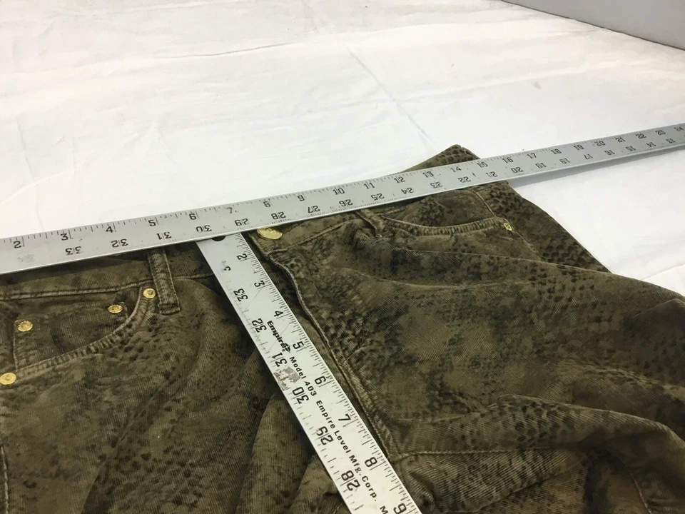 Pantalones Zara Mujer Premium Talla 4 Verde Piel de Serpiente Algodón Poli Ajustados YGI T1-203 Foto 2 de 4