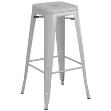 30'' High Backless Silver Metal Restaurant Barstool For Indoor or Outdoor Use