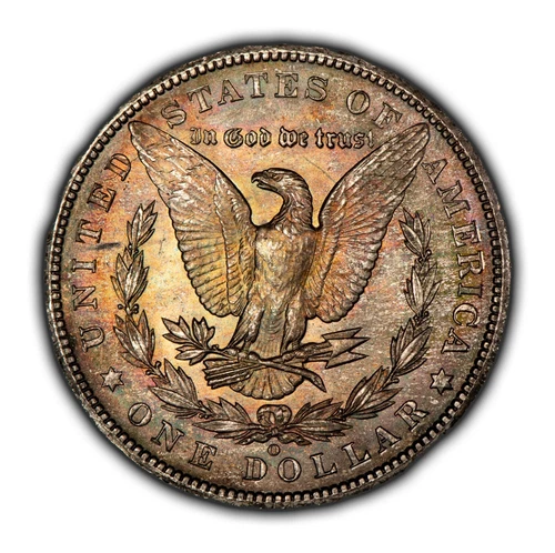 1902-O $1 Morgan Dollar - Deep Neon Green Rainbow Toning - BU - SKU-D5880