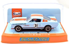 Scalextric "Gulf" Shelby Mustang GT350 DPR W/ Tail Lights 1/32 Slot Car C4570