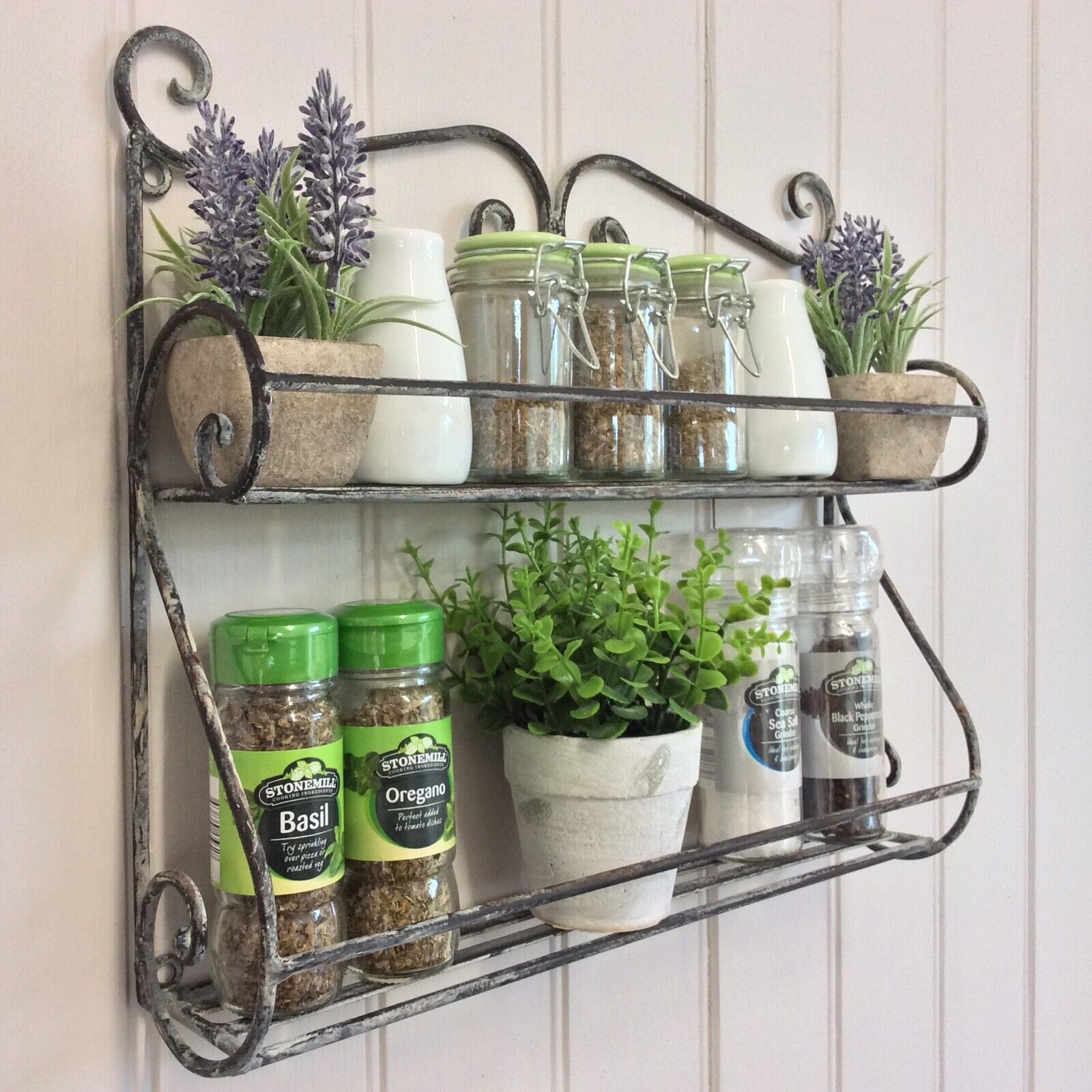 Hanging Metal Bird Cage Shabby Shelf Unit Kitchen Wall Rack Storage Organiser For Sale Ebay