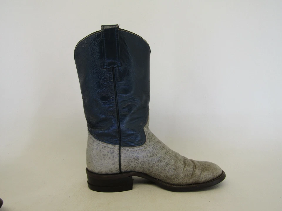 Botas femininas Adams tamanho 6 B couro azul cinza roper cowboy faroeste - Imagem 4 de 4