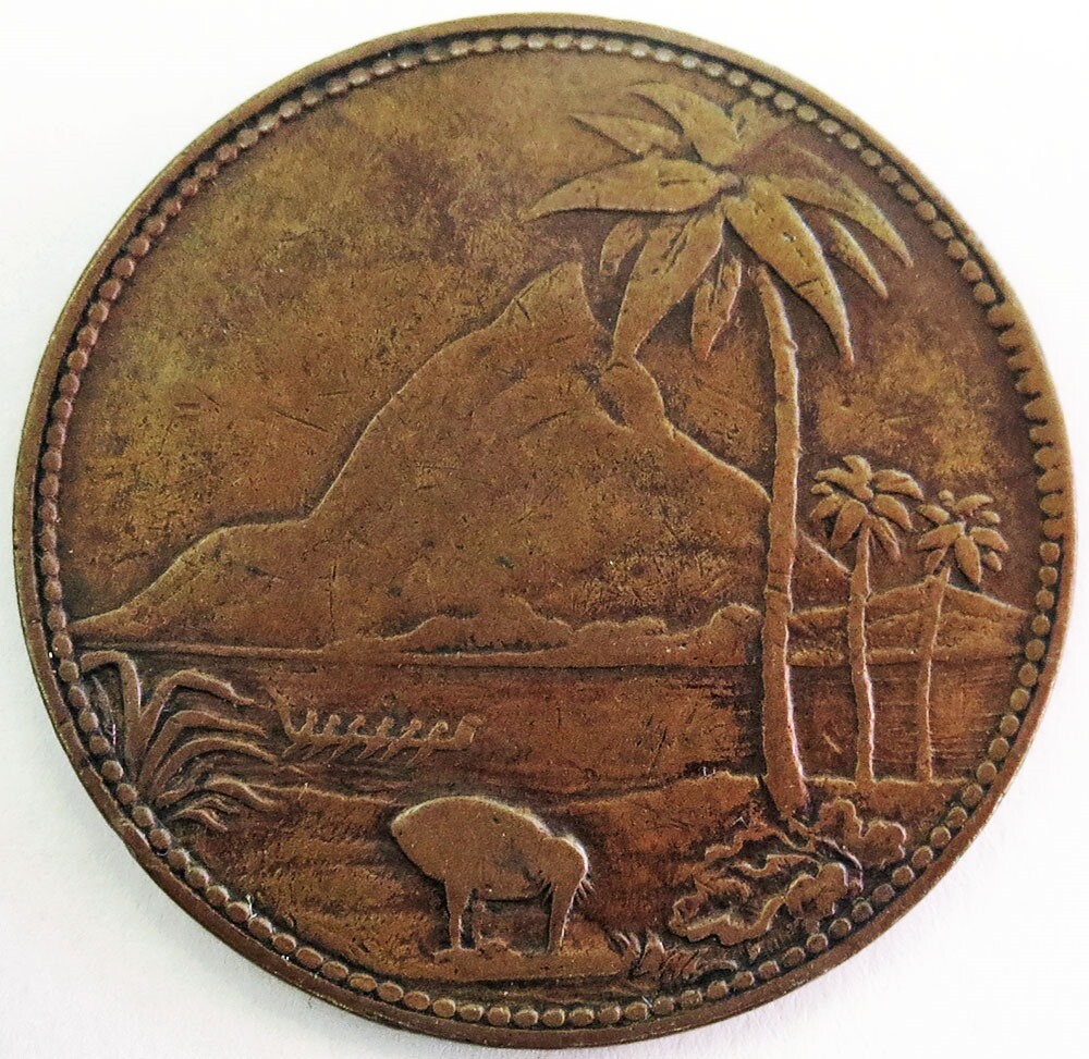 ミャンマーオールドコイン 1875 NEW ZEALAND JOHN GILMOUR NEW PLYMOUTH 1 PENNY COIN TOKEN KM