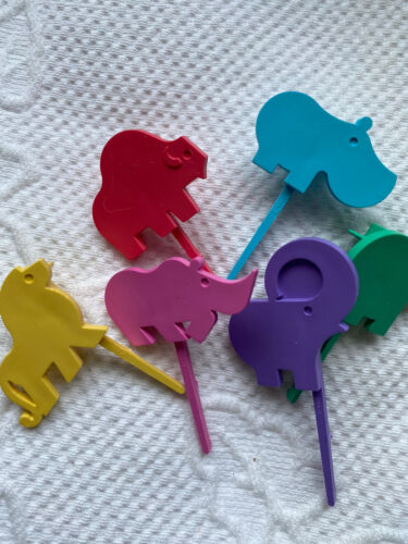 Vintage Tupperware Set of 6 Animal Birthday Cake Candle Holders T33 NEW - Picture 1 of 5